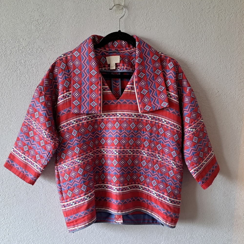 J. Crew Quilted Pullover Geometric Pattern - Picture 2 of 5